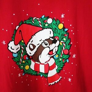 Festive Red Holiday Tee with Bear Design